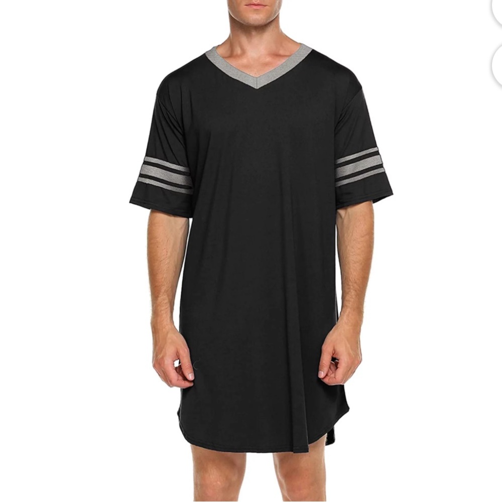 Jamlynbo Men's Short Sleeve Nightwear Comfy Big Tall Pajama Shirts Soft Loose